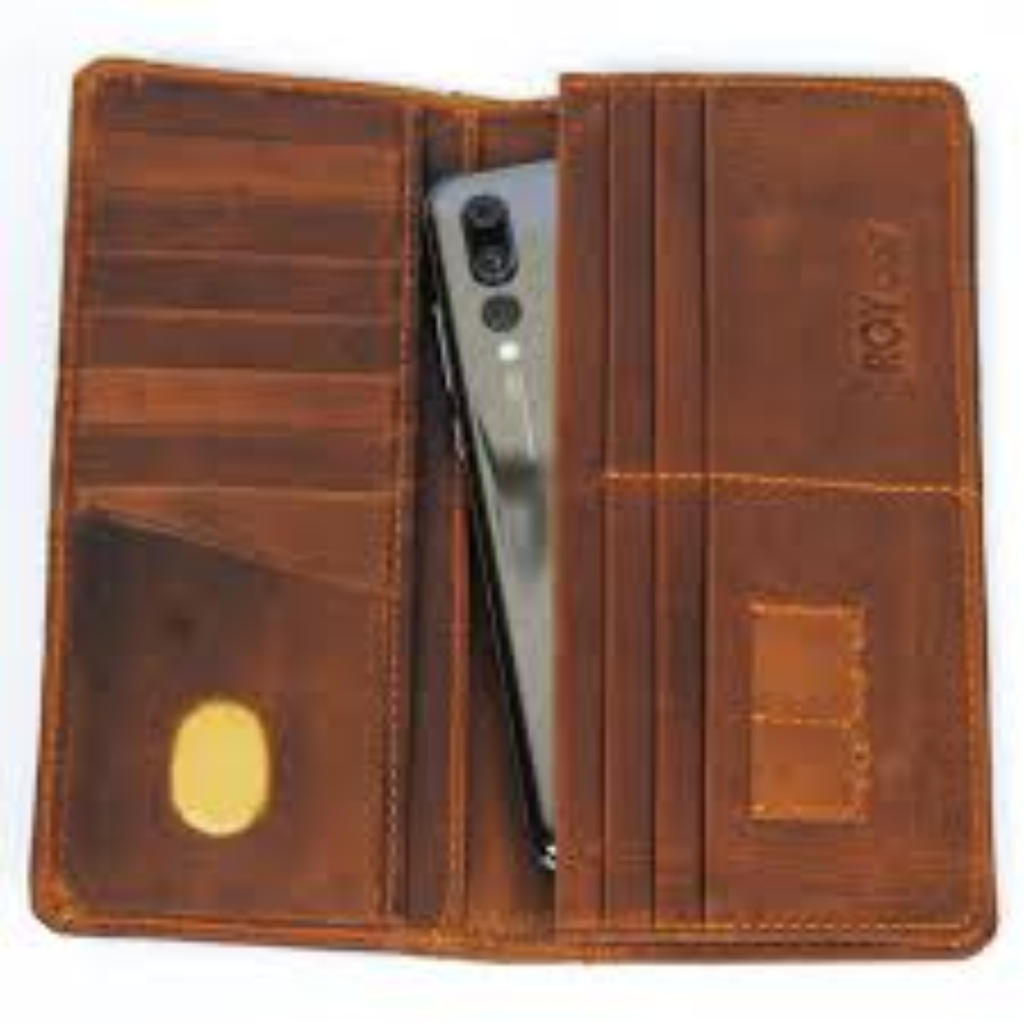 Premium Men’s Leather Long Wallet Slim Money & Mobile Phone Holder with Card Slots