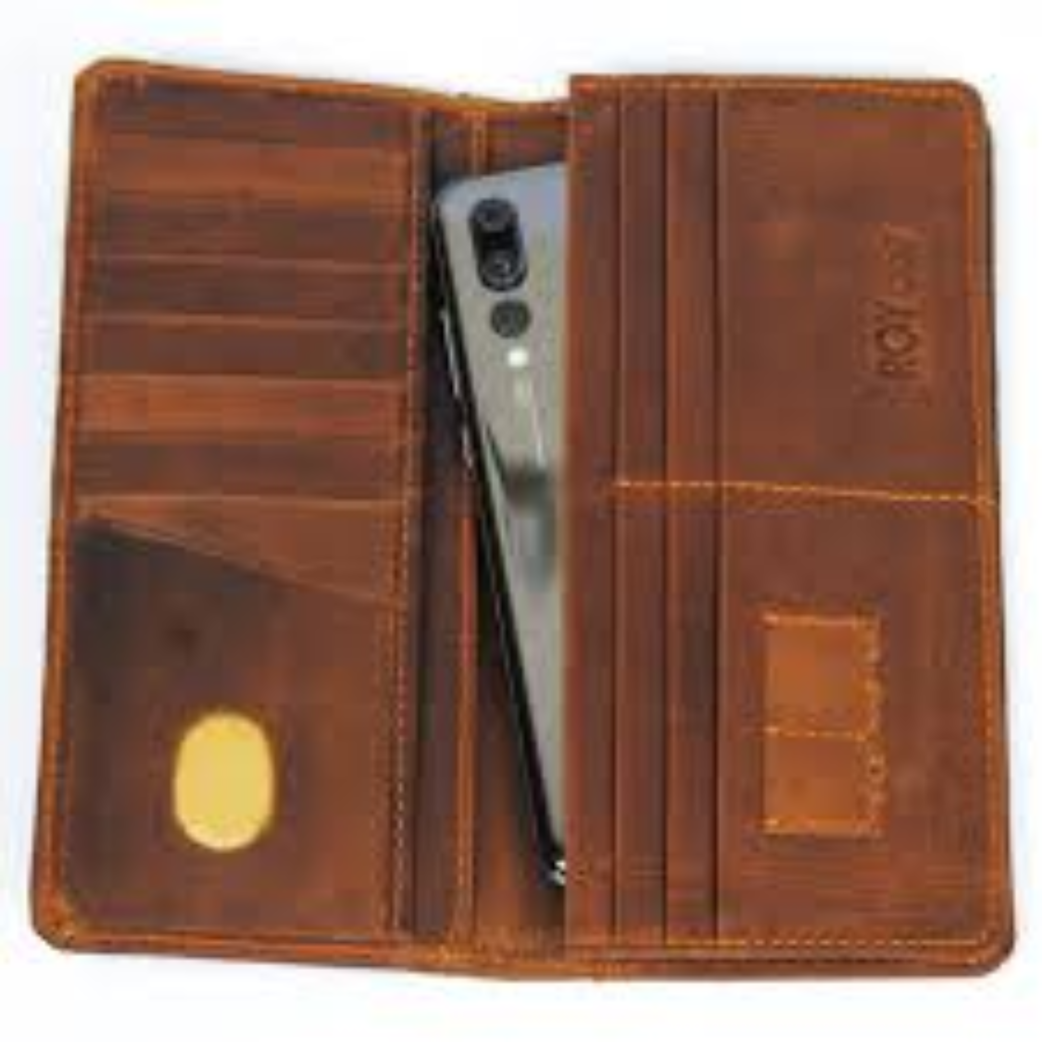 Premium Men’s Leather Long Wallet Slim Money & Mobile Phone Holder with Card Slots
