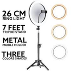 26cm Selfie Ring Light with Adjustable 7ft Stand  LED Light for YouTube, TikTok & Online Meetings