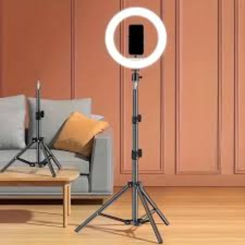 26cm Selfie Ring Light with Adjustable 7ft Stand  LED Light for YouTube, TikTok & Online Meetings
