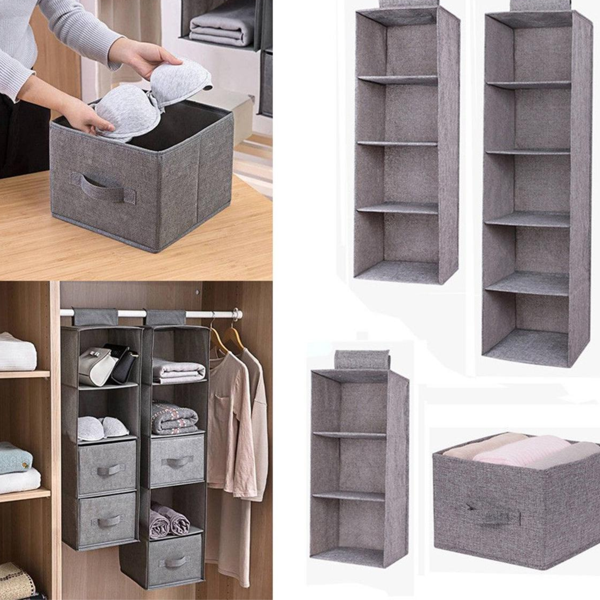 Hanging Storage Box Organizer | Foldable Closet Hanging Shelf | Multi-Layer Wardrobe Organizer