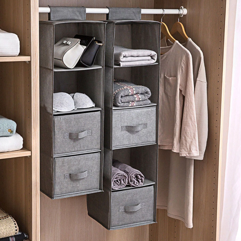Hanging Storage Box Organizer | Foldable Closet Hanging Shelf | Multi-Layer Wardrobe Organizer
