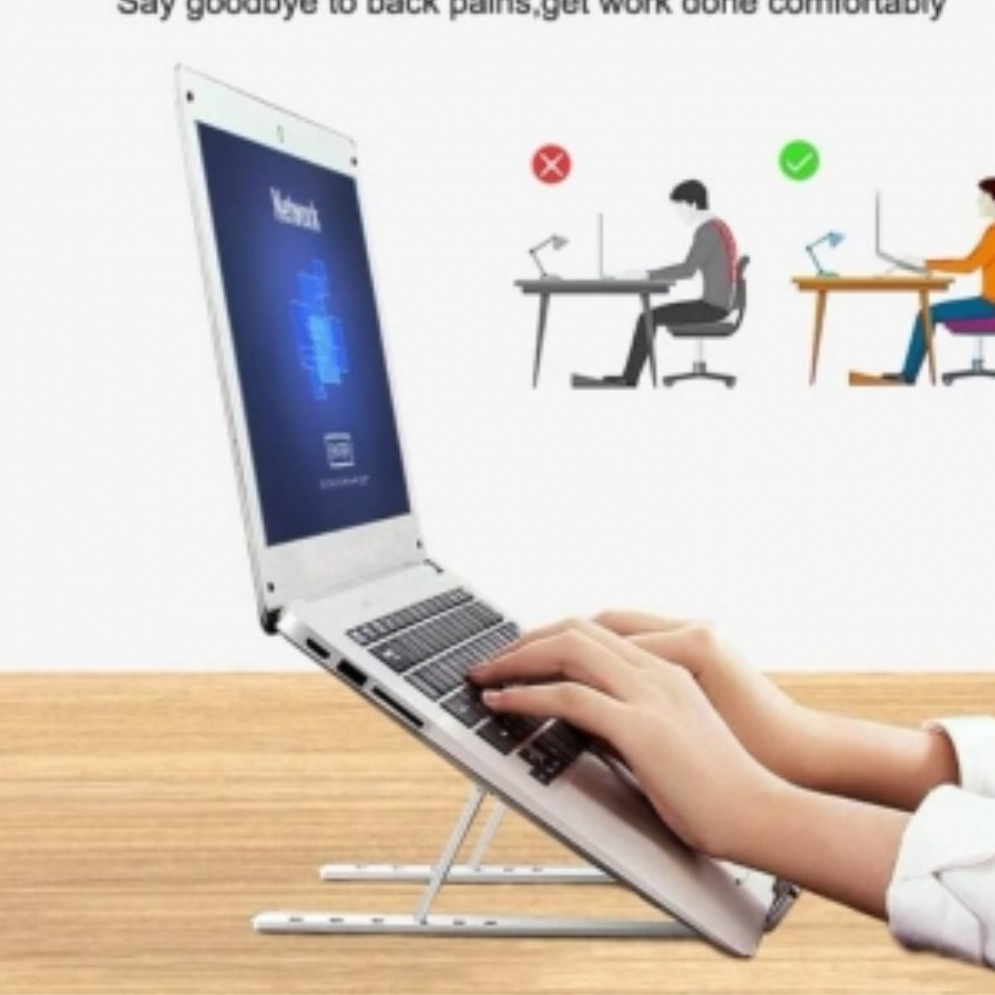 Adjustable Laptop Stand | Foldable Ergonomic Laptop Holder | Portable Cooling Desk Stand