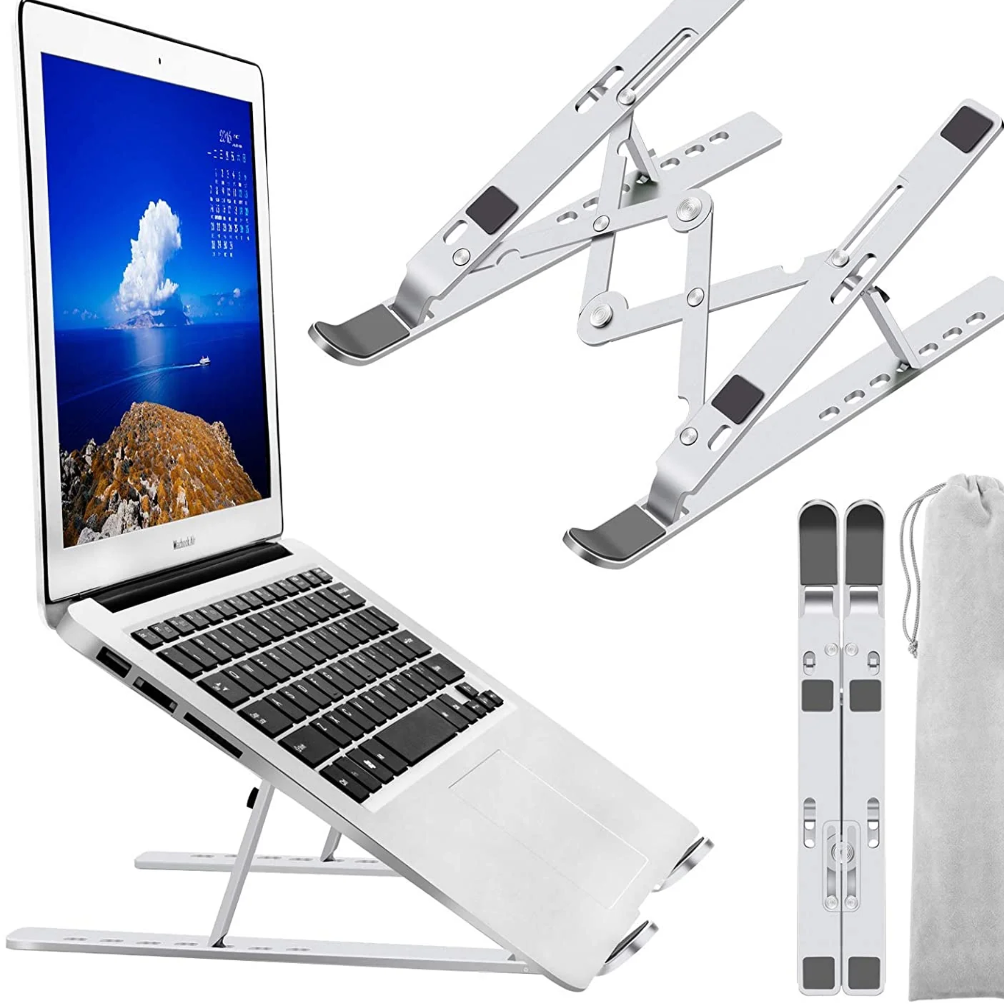 Adjustable Laptop Stand | Foldable Ergonomic Laptop Holder | Portable Cooling Desk Stand