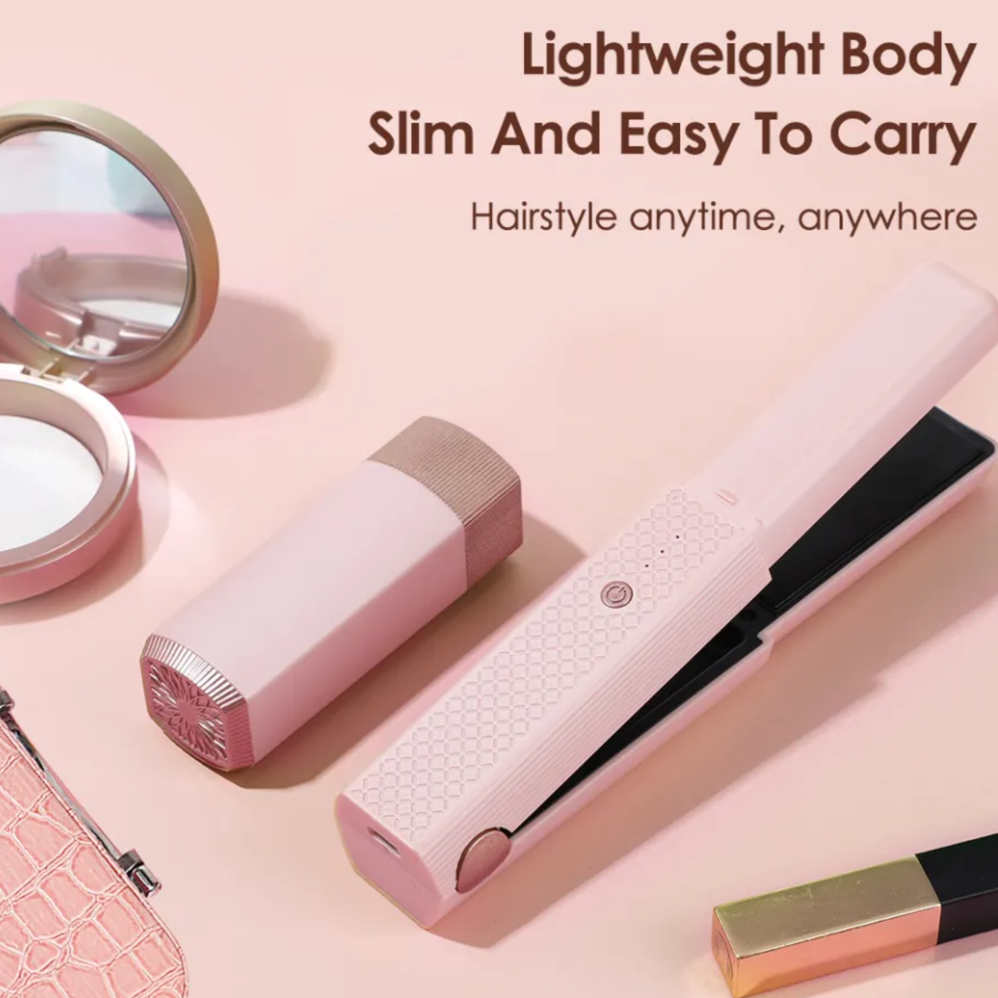 USB Mini Hair Straightener Portable Ceramic Flat Iron , Fast Heating Hair Styling Tool