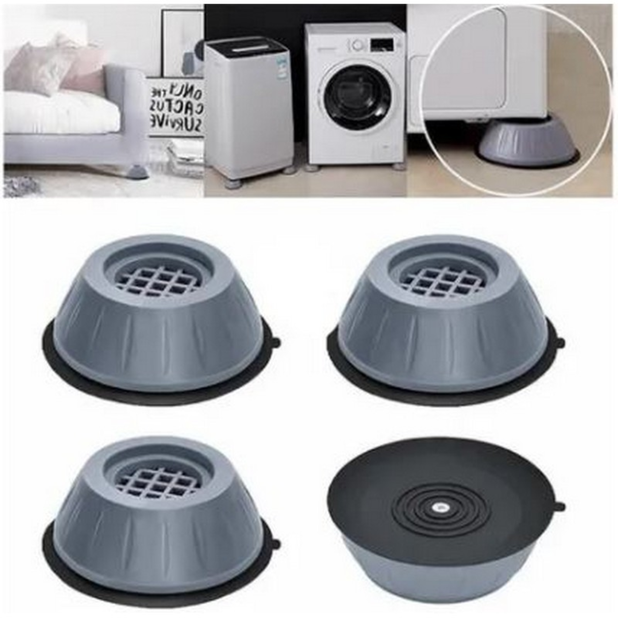 4PCS Washing Machine Anti-Vibration Pads Shock & Noise Reduction Anti-Slip Stabilizer Feet for Washer & Dryer